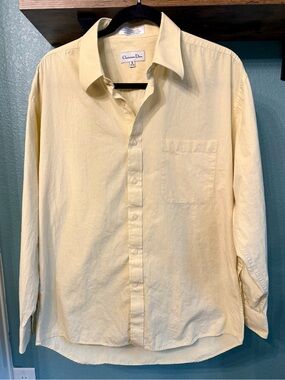 Vintage 90s Christian Dior Button Down Shirt Pale/Butter Yellow Luxury Menswear